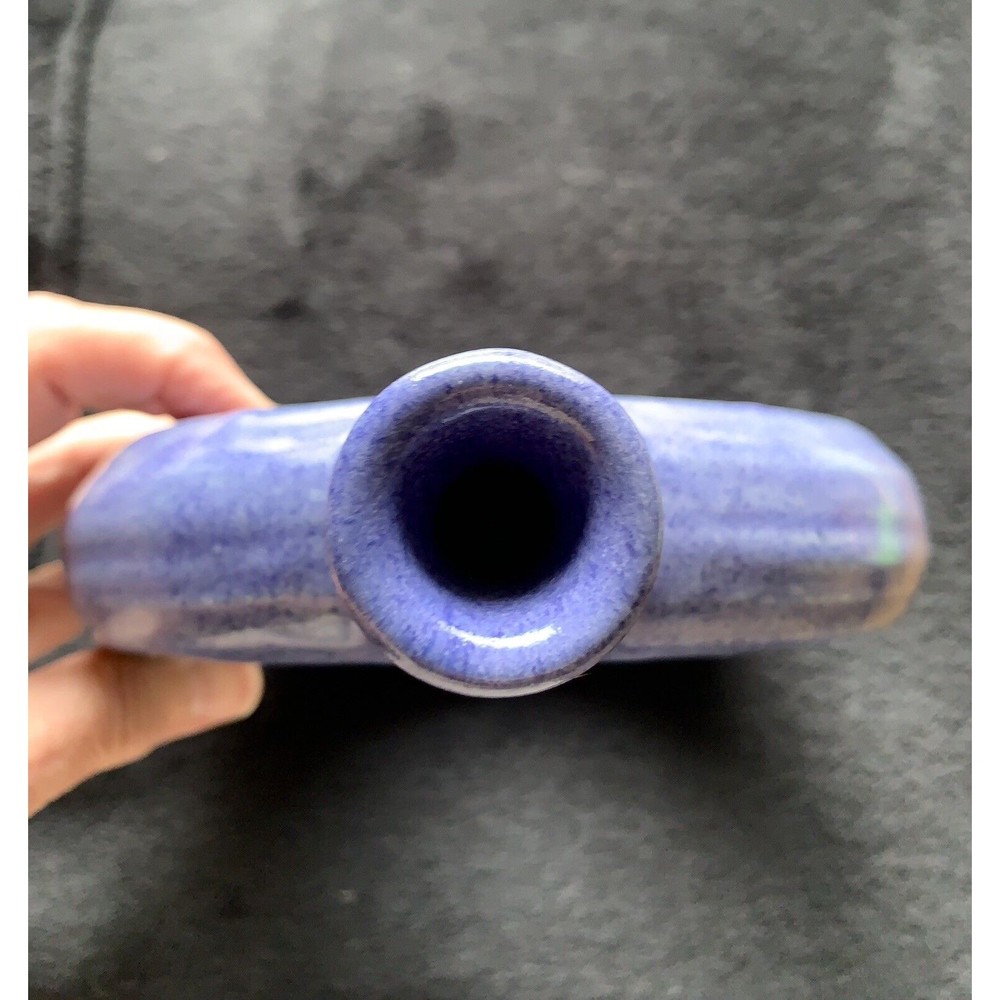 Vintage "The Potter's House" Folk Art Glazed Pottery Ring Flask Bottle - Picture 2 of 11